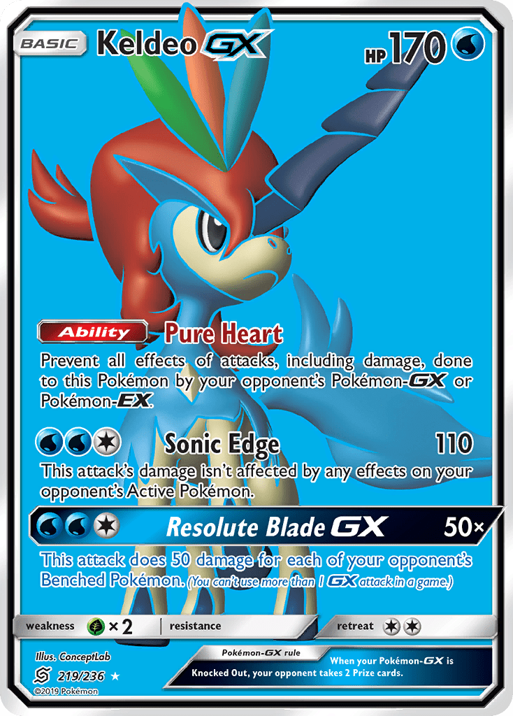 Keldeo GX (219/236) [Sun & Moon: Unified Minds] Pokemon Single Pokémon  | Multizone: Comics And Games