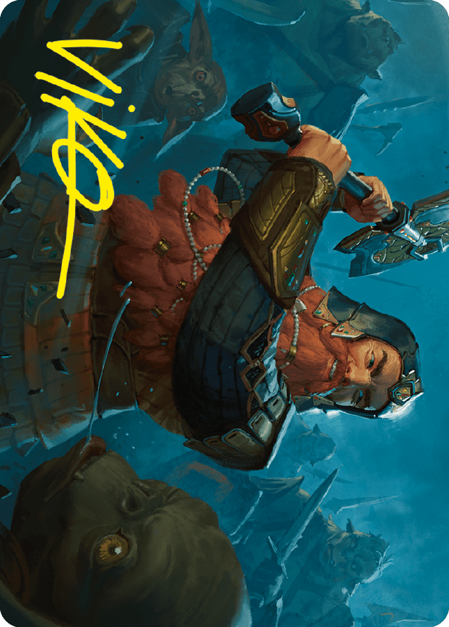 Gimli, Counter of Kills Art Card (10/81) (Gold-Stamped Signature) [The Lord of the Rings: Tales of Middle-earth Art Series] MTG Single Magic: The Gathering  | Multizone: Comics And Games