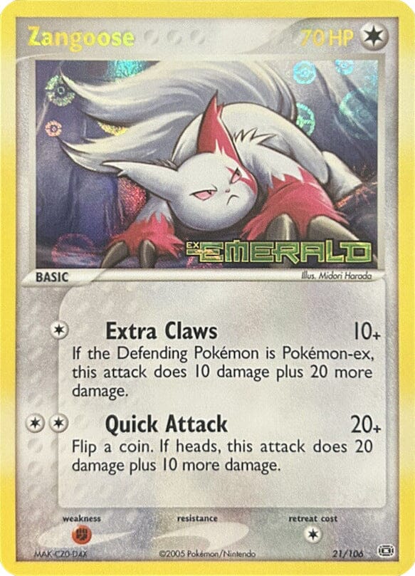 Zangoose (21/106) (Stamped) [EX: Emerald] Pokemon Single Pokémon  | Multizone: Comics And Games