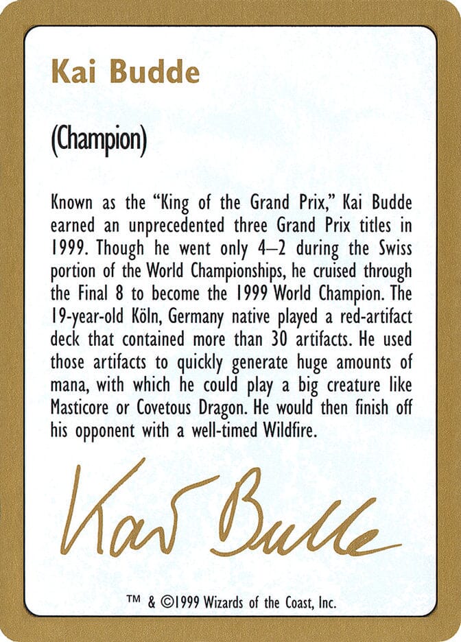 Kai Budde Bio [World Championship Decks 1999] MTG Single Magic: The Gathering  | Multizone: Comics And Games