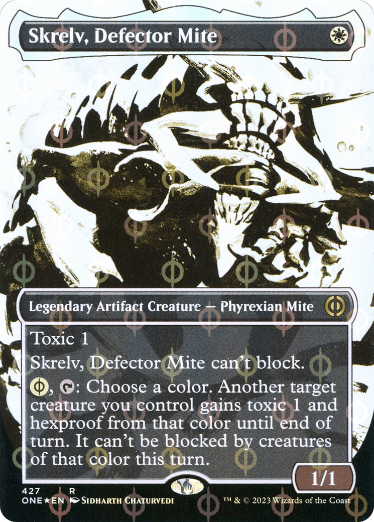 Skrelv, Defector Mite (Borderless Ichor Step-and-Compleat Foil) [Phyrexia: All Will Be One] MTG Single Magic: The Gathering  | Multizone: Comics And Games