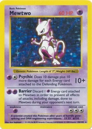 Mewtwo (10/102) [Base Set Shadowless Unlimited] Pokemon Single Pokémon  | Multizone: Comics And Games