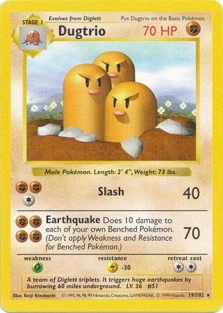 Dugtrio (19/102) [Base Set Shadowless Unlimited] Pokemon Single Pokémon  | Multizone: Comics And Games
