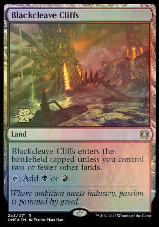 Blackcleave Cliffs [Phyrexia: All Will Be One Prerelease Promos] MTG Single Magic: The Gathering  | Multizone: Comics And Games