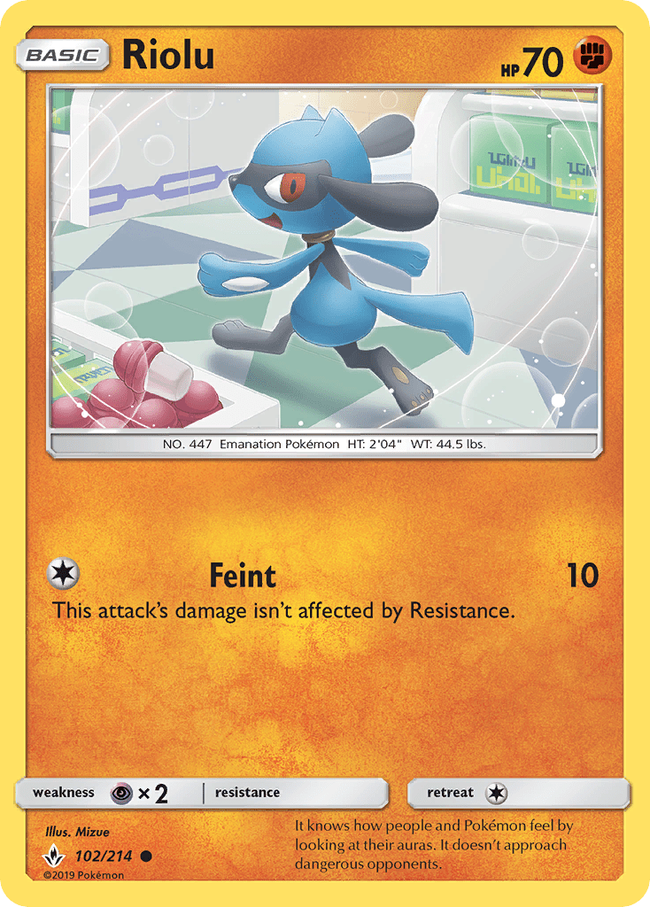 Riolu (102/214) [Sun & Moon: Unbroken Bonds] Pokemon Single Pokémon  | Multizone: Comics And Games