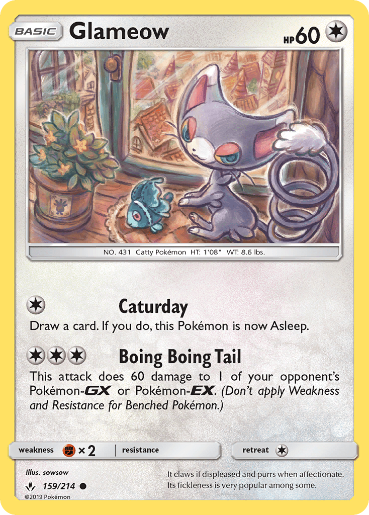 Glameow (159/214) [Sun & Moon: Unbroken Bonds] Pokemon Single Pokémon  | Multizone: Comics And Games