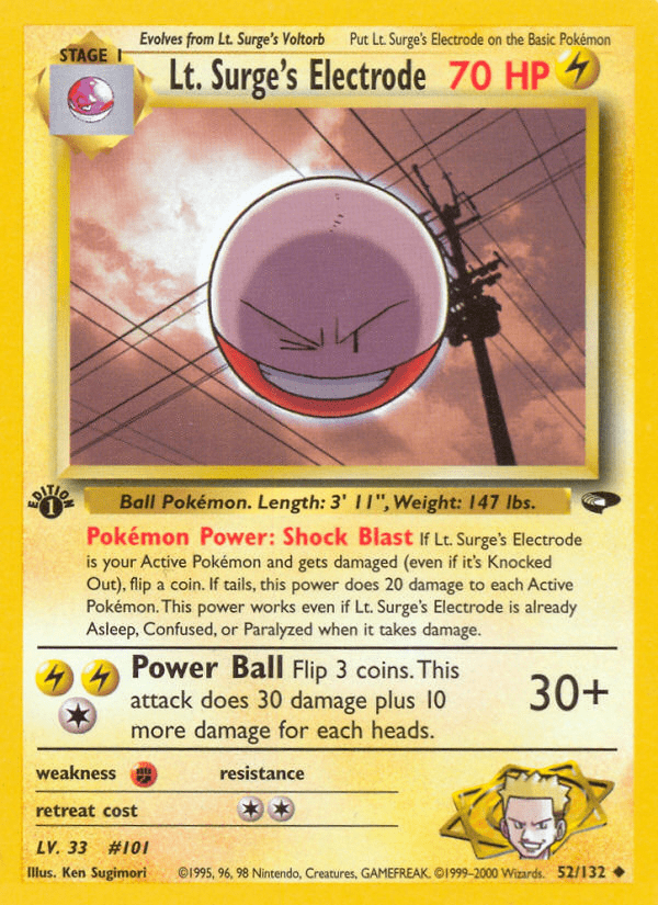 Lt. Surge's Electrode (52/132) [Gym Challenge 1st Edition] Pokemon Single Pokémon  | Multizone: Comics And Games