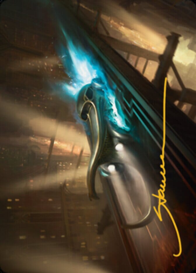 Run Out of Town Art Card (Gold-Stamped Signature) [Streets of New Capenna Art Series] MTG Single Magic: The Gathering  | Multizone: Comics And Games
