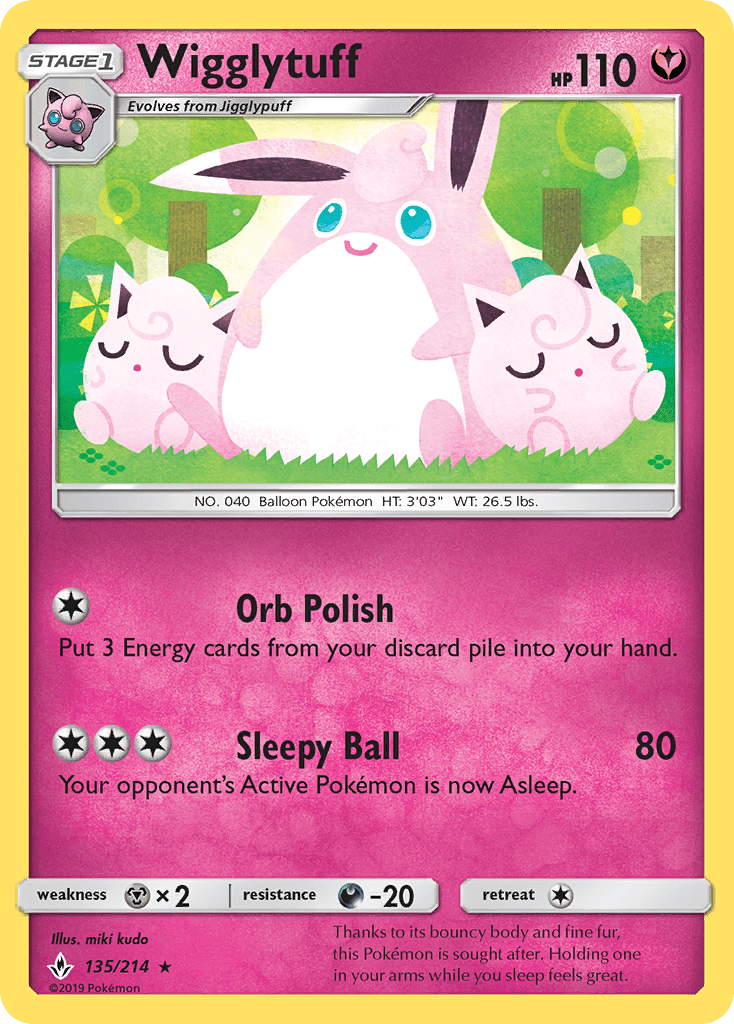 Wigglytuff (135/214) [Sun & Moon: Unbroken Bonds] Pokemon Single Pokémon  | Multizone: Comics And Games