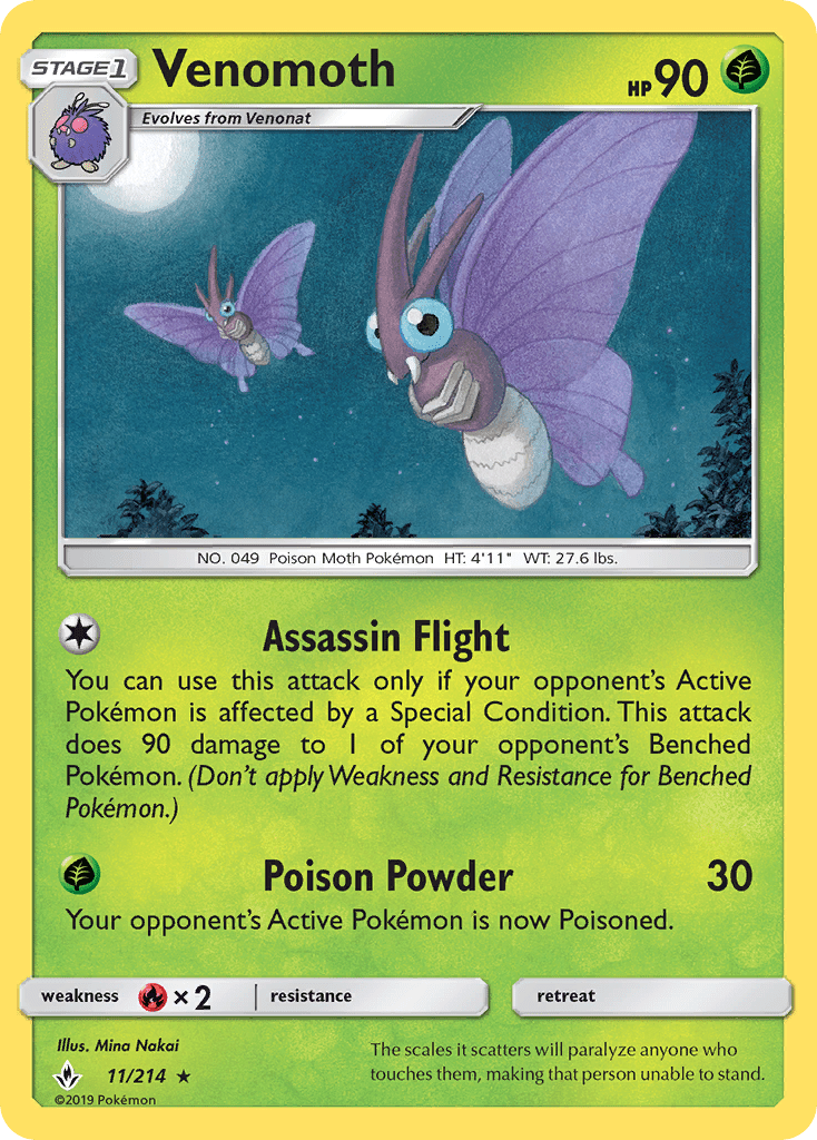 Venomoth (11/214) [Sun & Moon: Unbroken Bonds] Pokemon Single Pokémon  | Multizone: Comics And Games