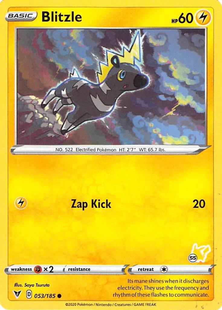 Blitzle (053/185) (Pikachu Stamp #55) [Battle Academy 2022] Pokemon Single Pokémon  | Multizone: Comics And Games