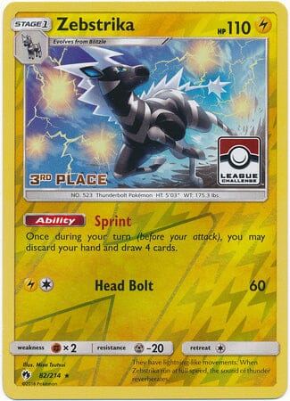 Zebstrika (82/214) (League Promo 3rd Place) [Sun & Moon: Lost Thunder] Pokemon Single Pokémon  | Multizone: Comics And Games