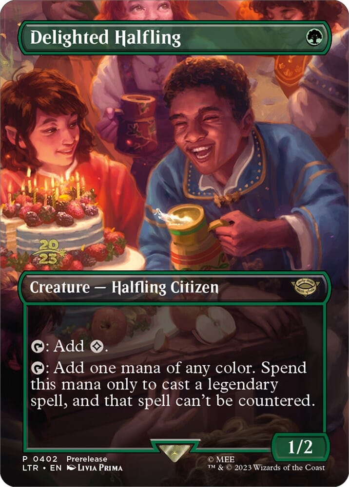 Delighted Halfling (402) [The Lord of the Rings: Tales of Middle-Earth Prerelease Promos] MTG Single Magic: The Gathering  | Multizone: Comics And Games