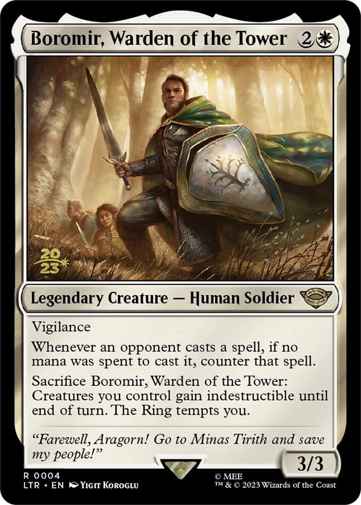 Boromir, Warden of the Tower [The Lord of the Rings: Tales of Middle-Earth Prerelease Promos] MTG Single Magic: The Gathering  | Multizone: Comics And Games