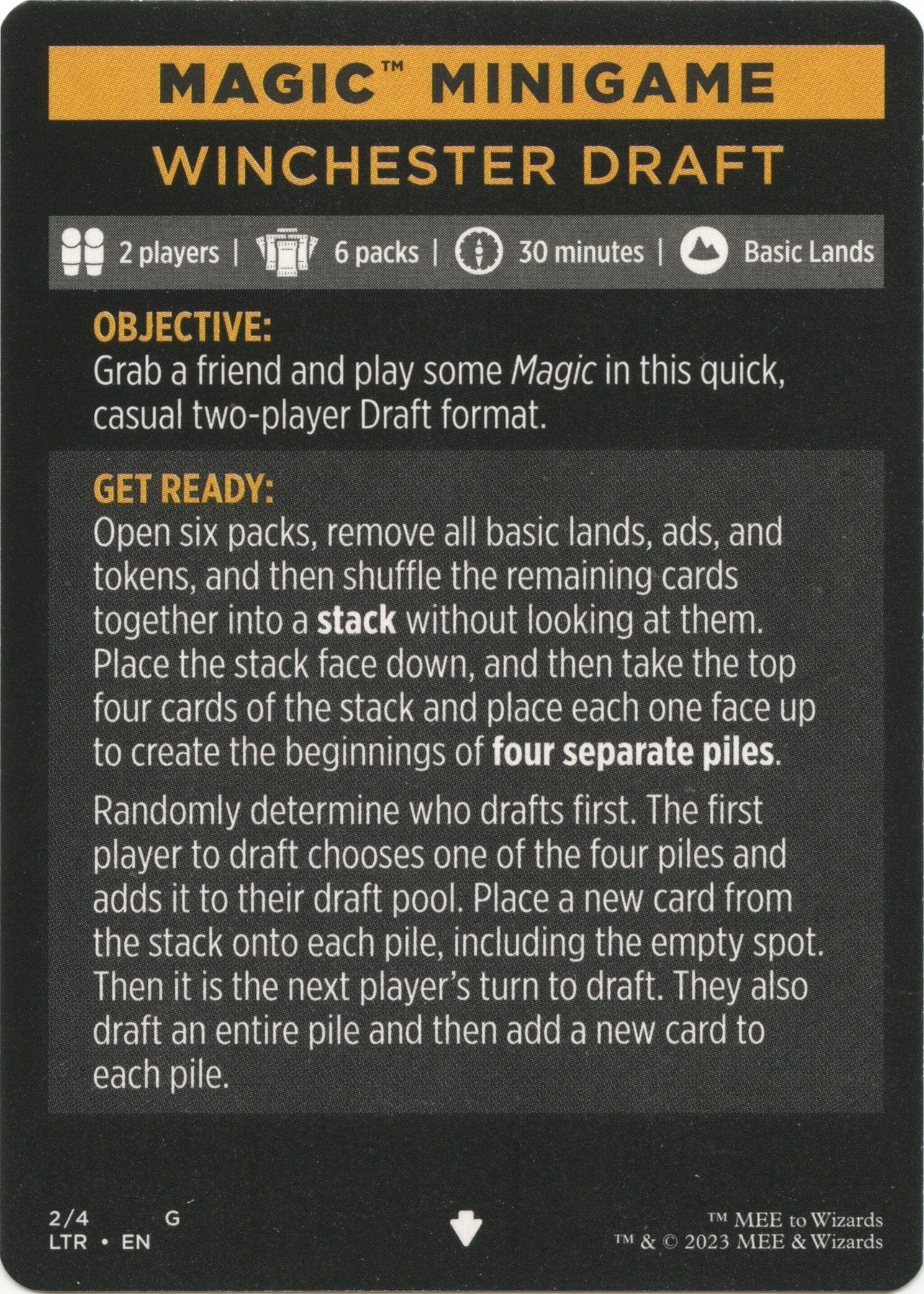 Winchester Draft (Magic Minigame) [The Lord of the Rings: Tales of Middle-Earth Minigame] MTG Single Magic: The Gathering  | Multizone: Comics And Games