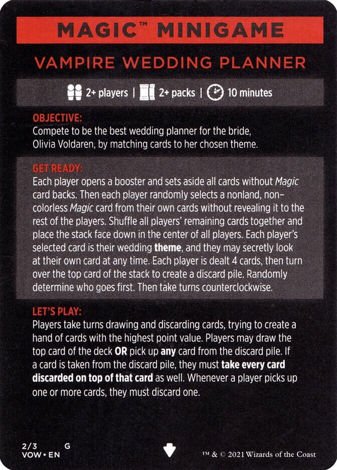 Vampire Wedding Planner (Magic Minigame) [Innistrad: Crimson Vow Minigame] MTG Single Magic: The Gathering  | Multizone: Comics And Games