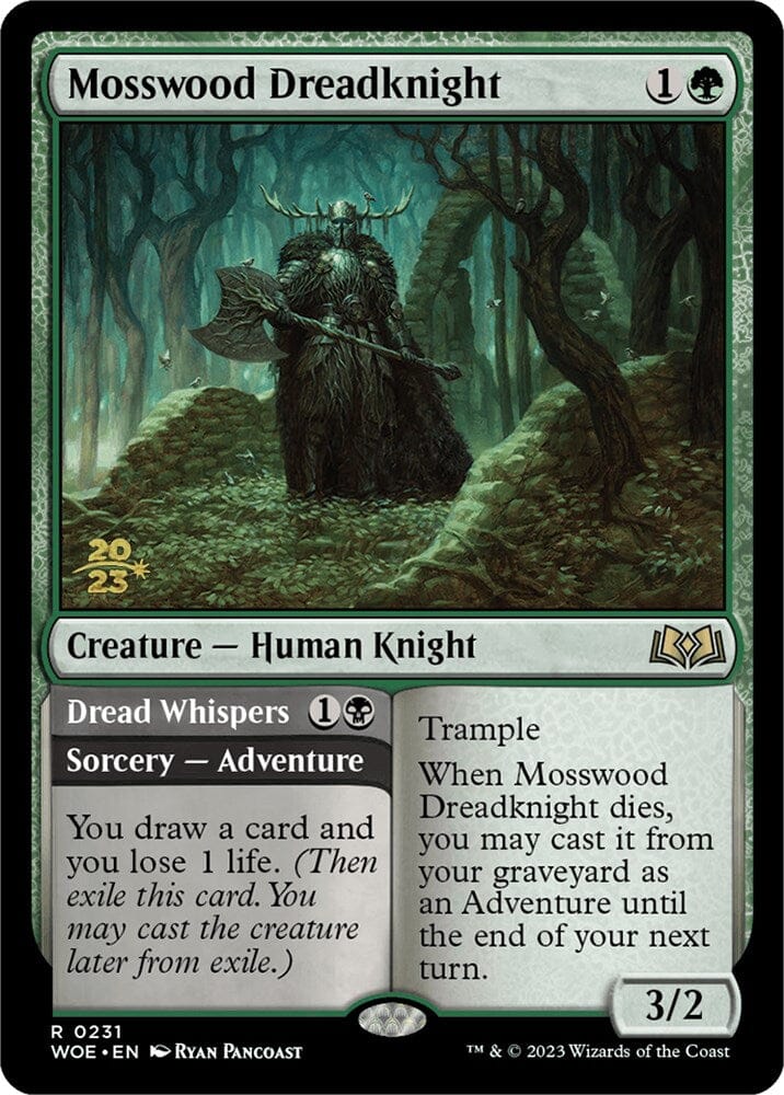 Mosswood Dreadknight // Dread Whispers (Promo Pack) [Wilds of Eldraine Promos] MTG Single Magic: The Gathering  | Multizone: Comics And Games