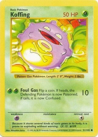 Koffing (51/102) [Base Set Shadowless Unlimited] Pokemon Single Pokémon  | Multizone: Comics And Games