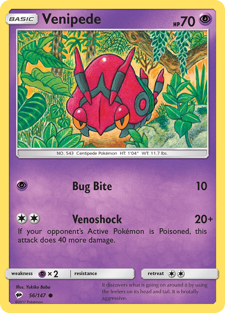 Venipede (56/147) [Sun & Moon: Burning Shadows] Pokemon Single Pokémon  | Multizone: Comics And Games