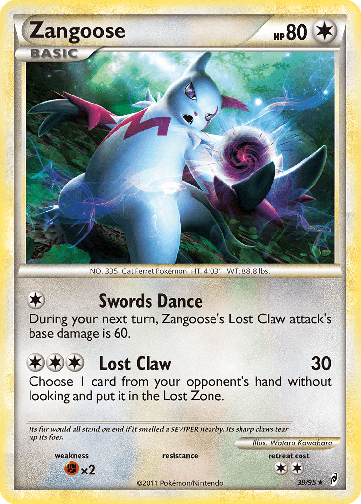 Zangoose (39/95) [HeartGold & SoulSilver: Call of Legends] Pokemon Single Pokémon  | Multizone: Comics And Games