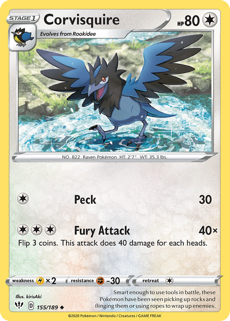Corvisquire (155/189) [Sword & Shield: Darkness Ablaze] Pokemon Single Pokémon  | Multizone: Comics And Games