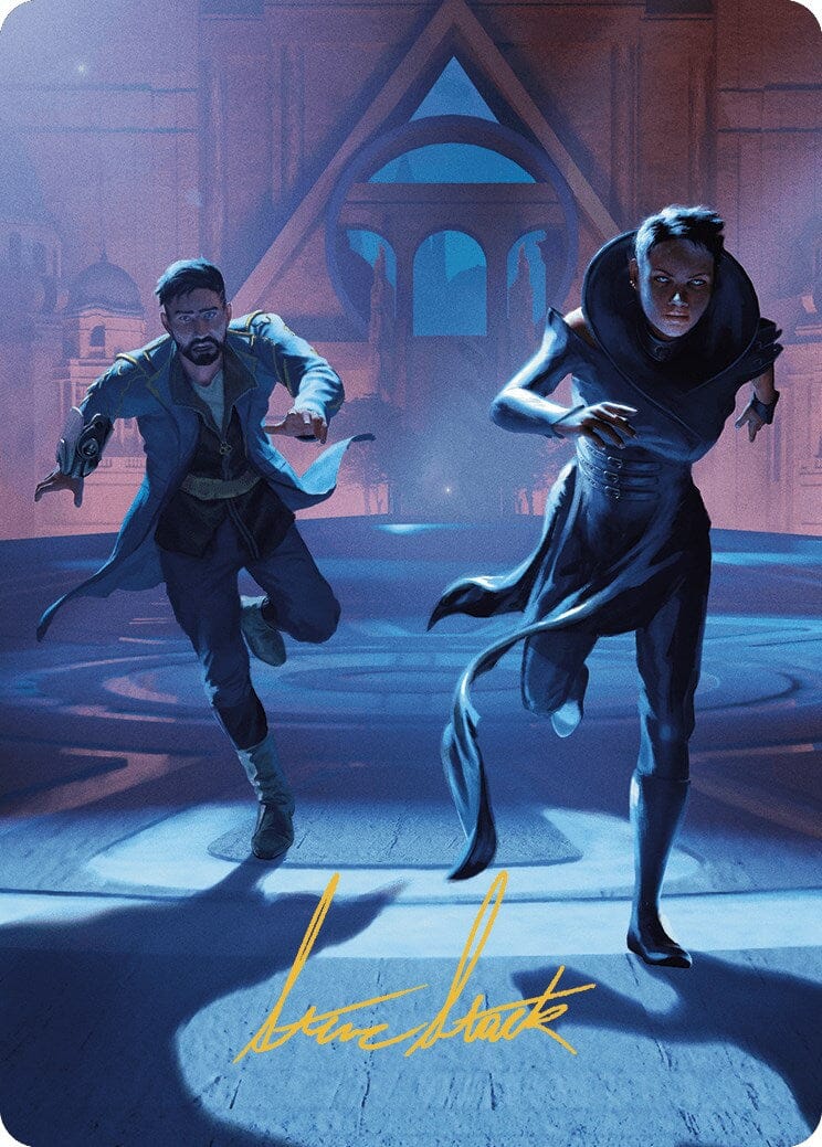Unauthorized Exit Art Card (Gold-Stamped Signature) [Murders at Karlov Manor Art Series] MTG Single Magic: The Gathering  | Multizone: Comics And Games