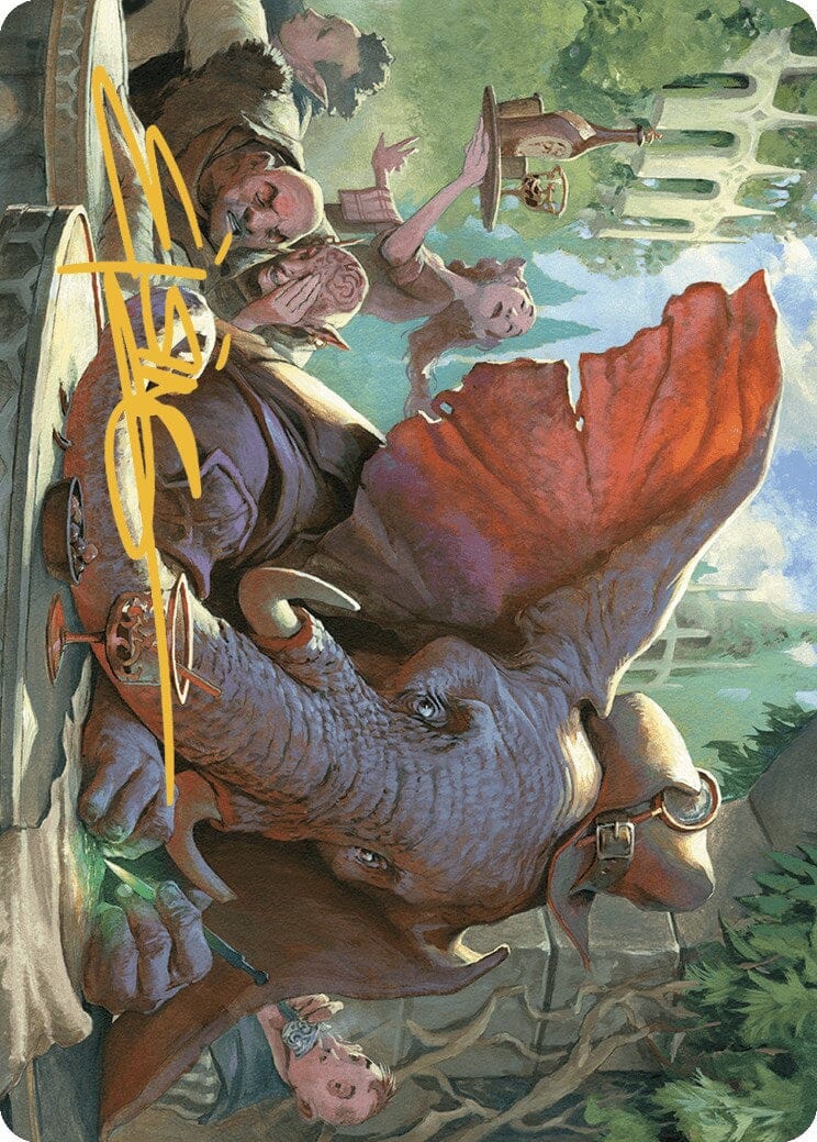Loxodon Eavesdropper Art Card (Gold-Stamped Signature) [Murders at Karlov Manor Art Series] MTG Single Magic: The Gathering  | Multizone: Comics And Games