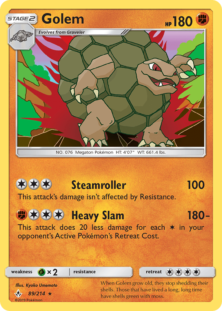 Golem (89/214) [Sun & Moon: Unbroken Bonds] Pokemon Single Pokémon  | Multizone: Comics And Games