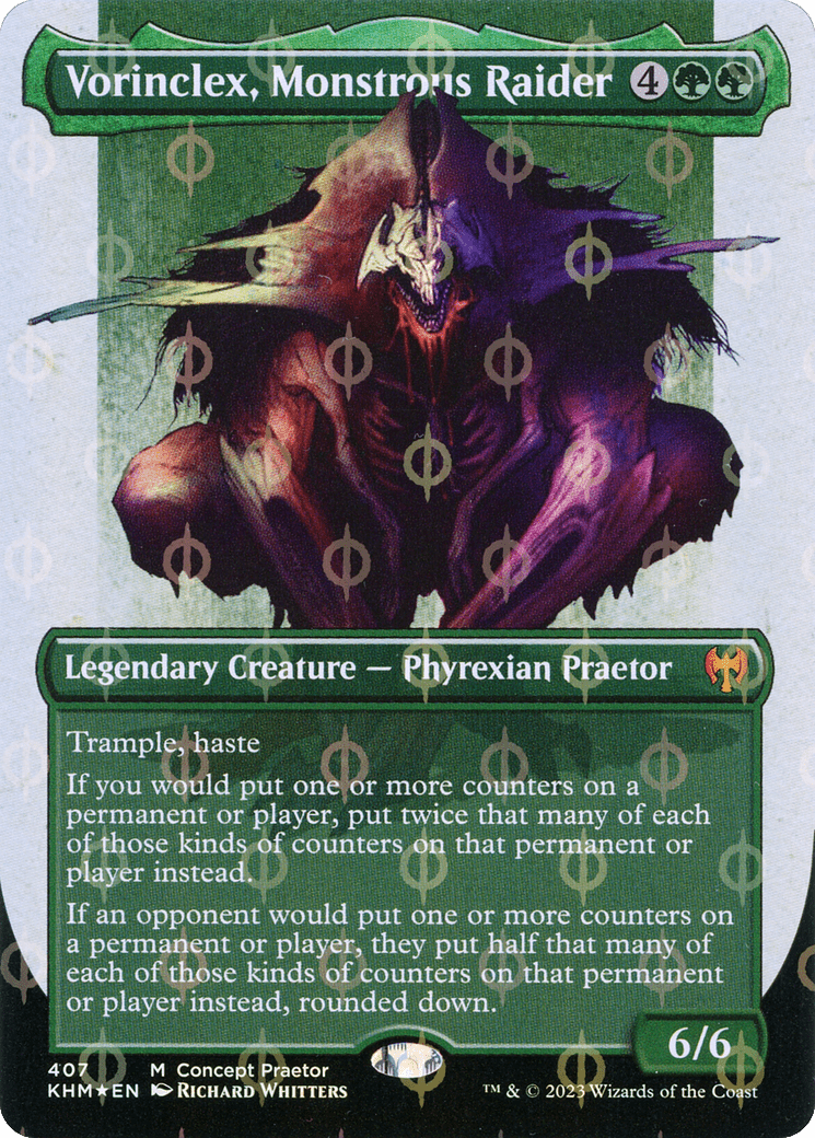 Vorinclex, Monstrous Raider (Borderless Concept Praetors Step-and-Compleat Foil) [Phyrexia: All Will Be One] MTG Single Magic: The Gathering  | Multizone: Comics And Games