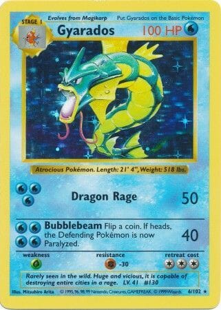 Gyarados (6/102) [Base Set Shadowless Unlimited] Pokemon Single Pokémon  | Multizone: Comics And Games