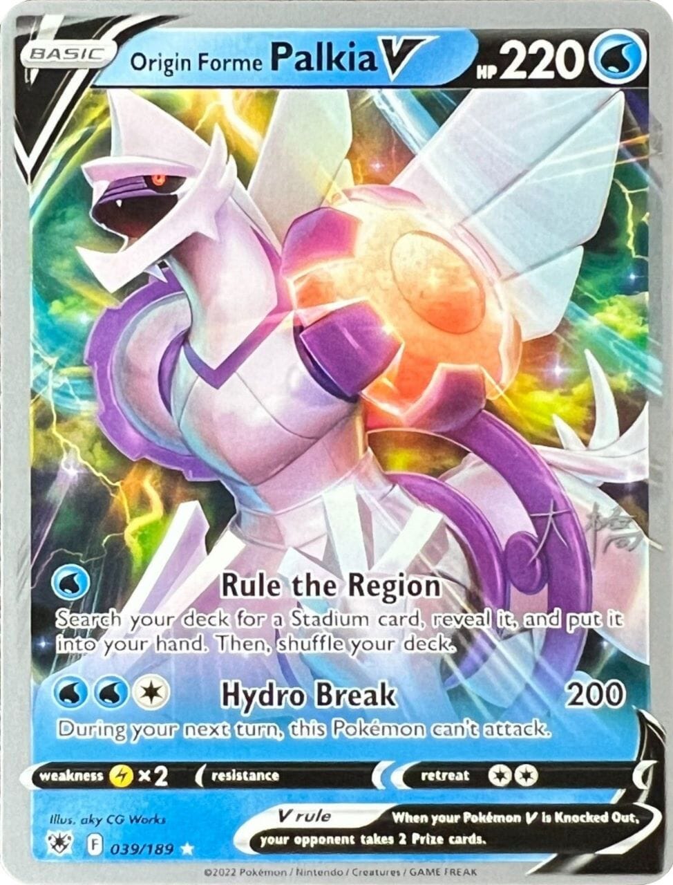 Origin Forme Palkia V (039/189) (Ice Rider Palkia - Rikuto Ohashi) [World Championships 2022] Pokemon Single Pokémon  | Multizone: Comics And Games