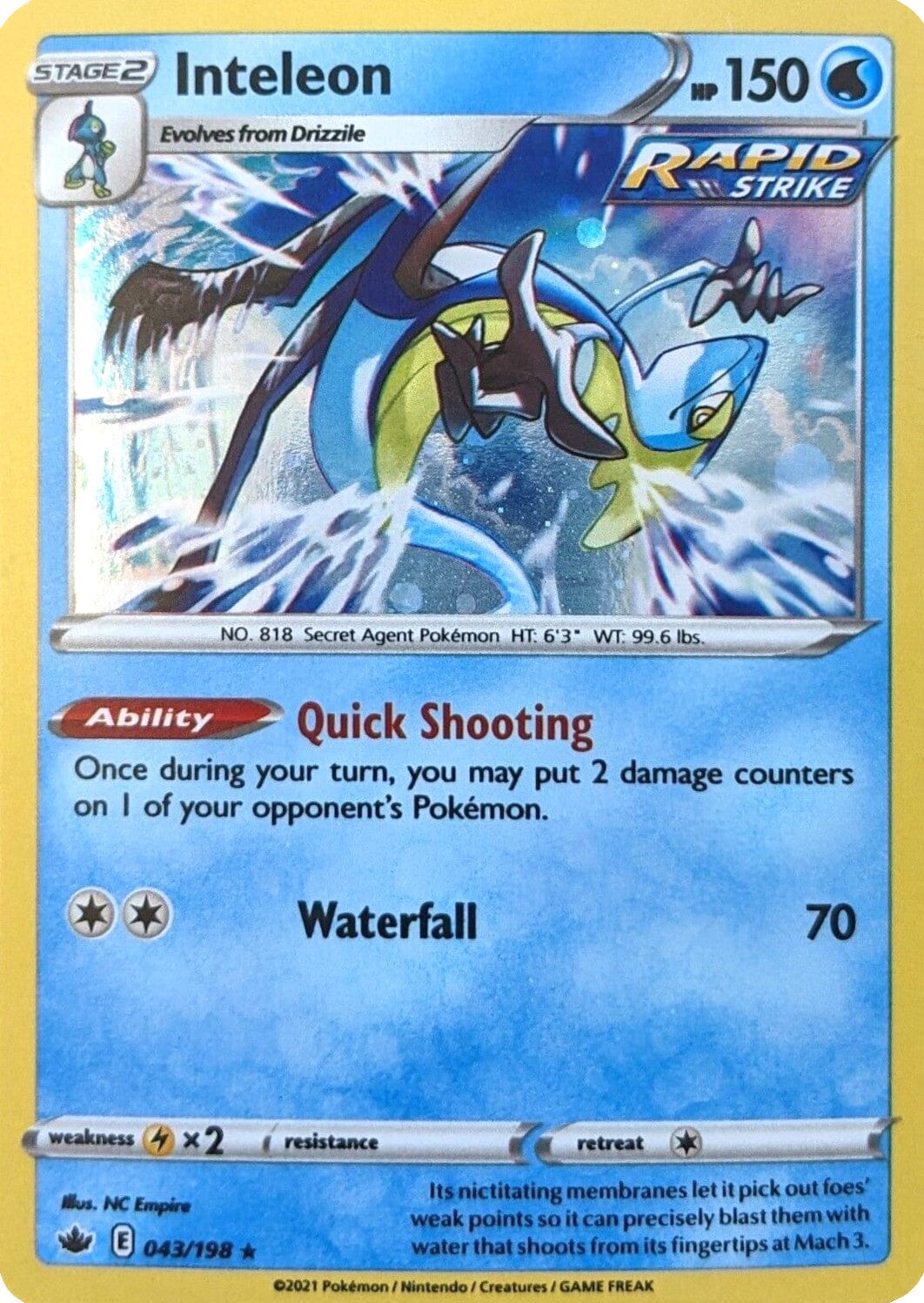 Inteleon (043/198) (Cosmos Holo) [Sword & Shield: Chilling Reign] Pokemon Single Pokémon  | Multizone: Comics And Games