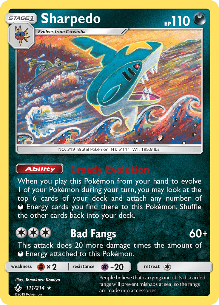 Sharpedo (111/214) [Sun & Moon: Unbroken Bonds] Pokemon Single Pokémon  | Multizone: Comics And Games