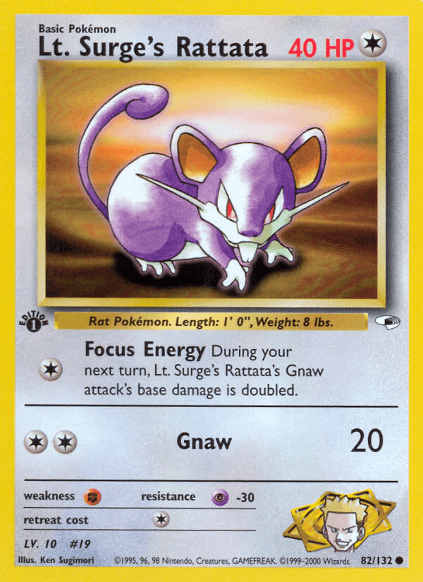 Lt. Surge's Rattata (82/132) [Gym Heroes 1st Edition] Pokemon Single Pokémon  | Multizone: Comics And Games