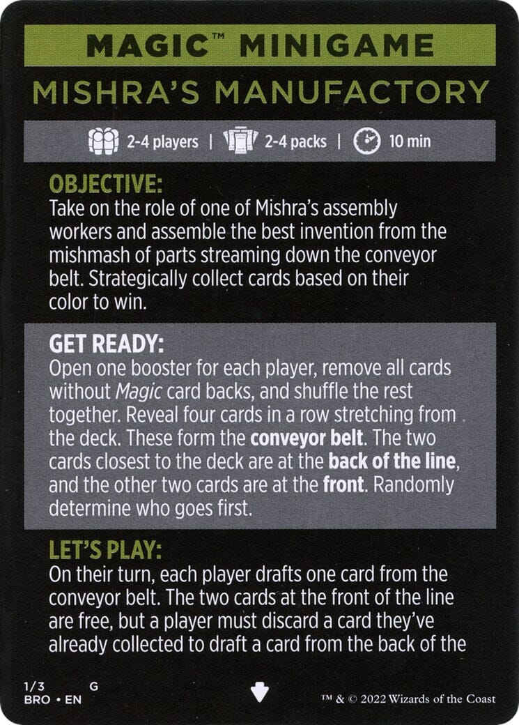 Mishra's Manufactory (Magic Minigame) [The Brothers' War Minigame] MTG Single Magic: The Gathering  | Multizone: Comics And Games