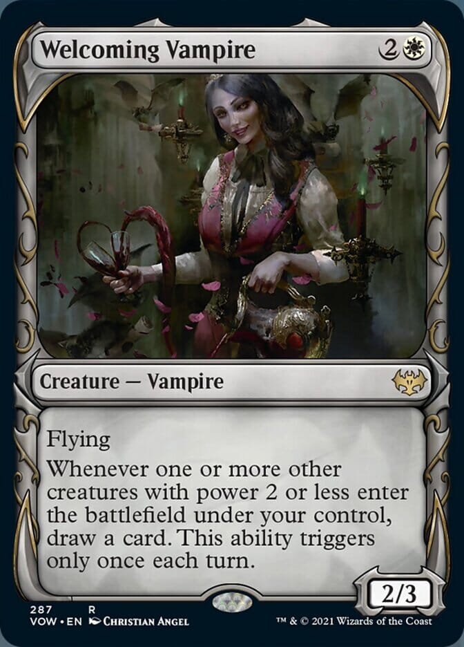 Welcoming Vampire (Showcase Fang Frame) [Innistrad: Crimson Vow] MTG Single Magic: The Gathering  | Multizone: Comics And Games
