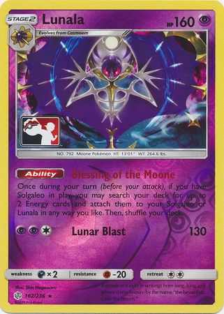 Lunala (102/236) (Pokemon Club Special Print) [Sun & Moon: Cosmic Eclipse] | Multizone: Comics And Games