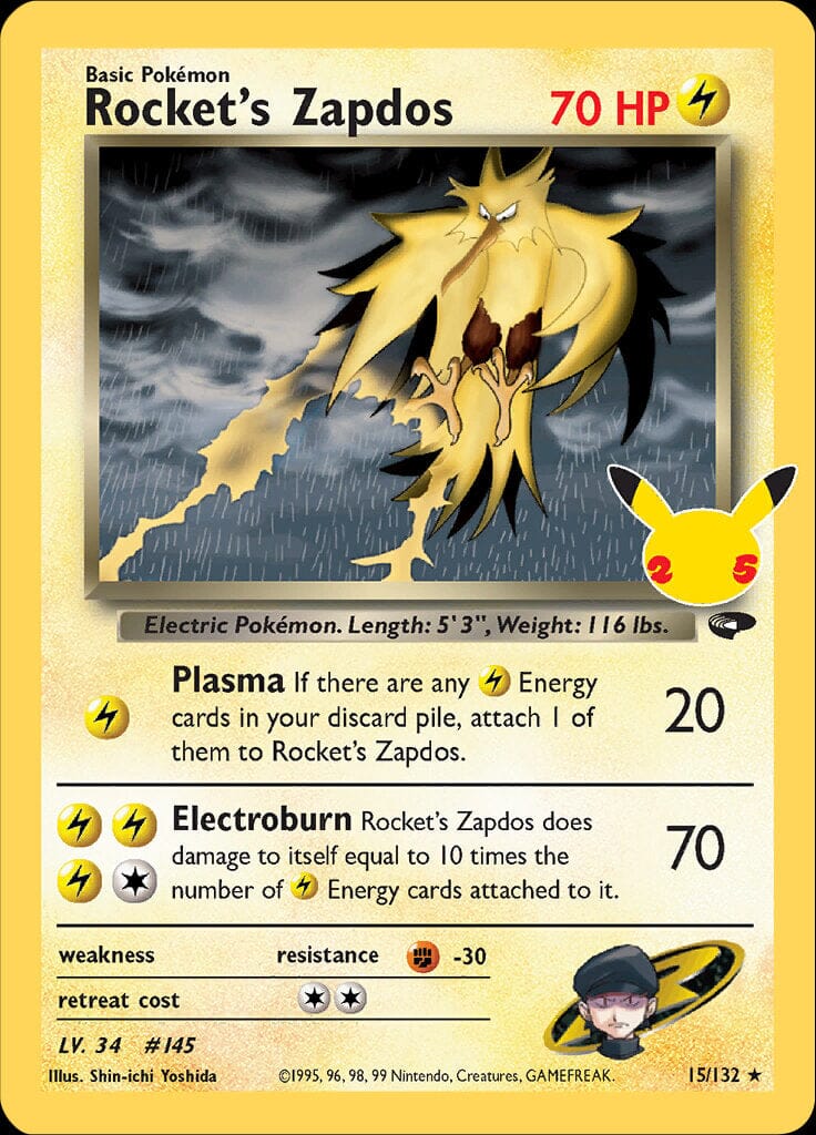 Rocket's Zapdos (15/132) [Celebrations: 25th Anniversary - Classic Collection] | Multizone: Comics And Games