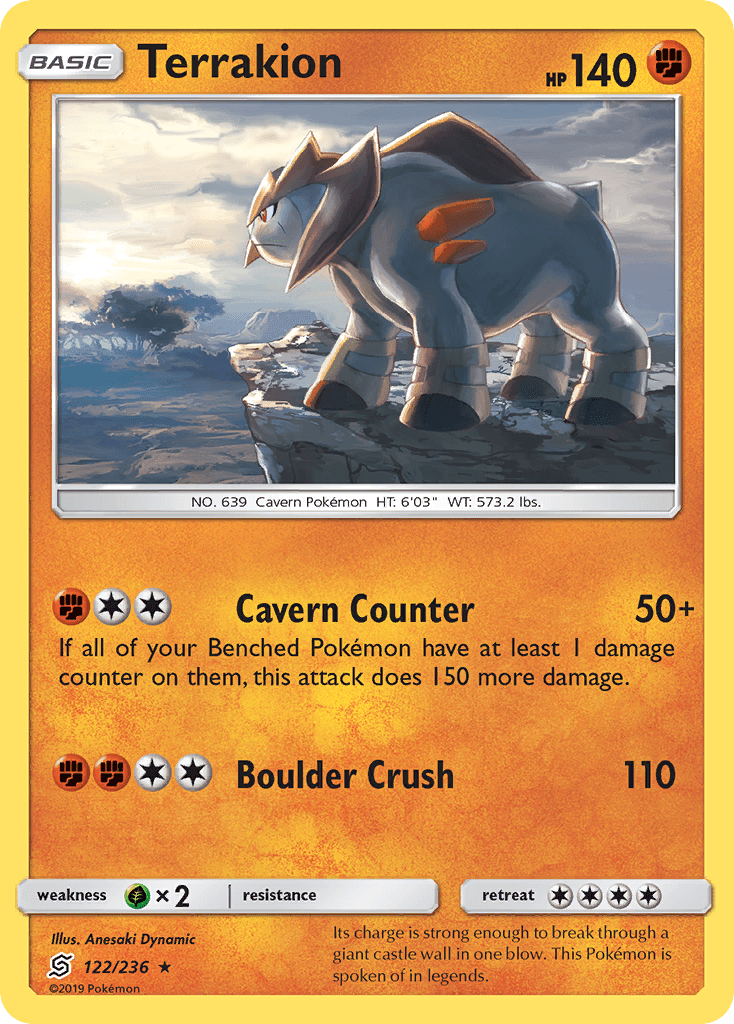 Terrakion (122/236) [Sun & Moon: Unified Minds] Pokemon Single Pokémon  | Multizone: Comics And Games