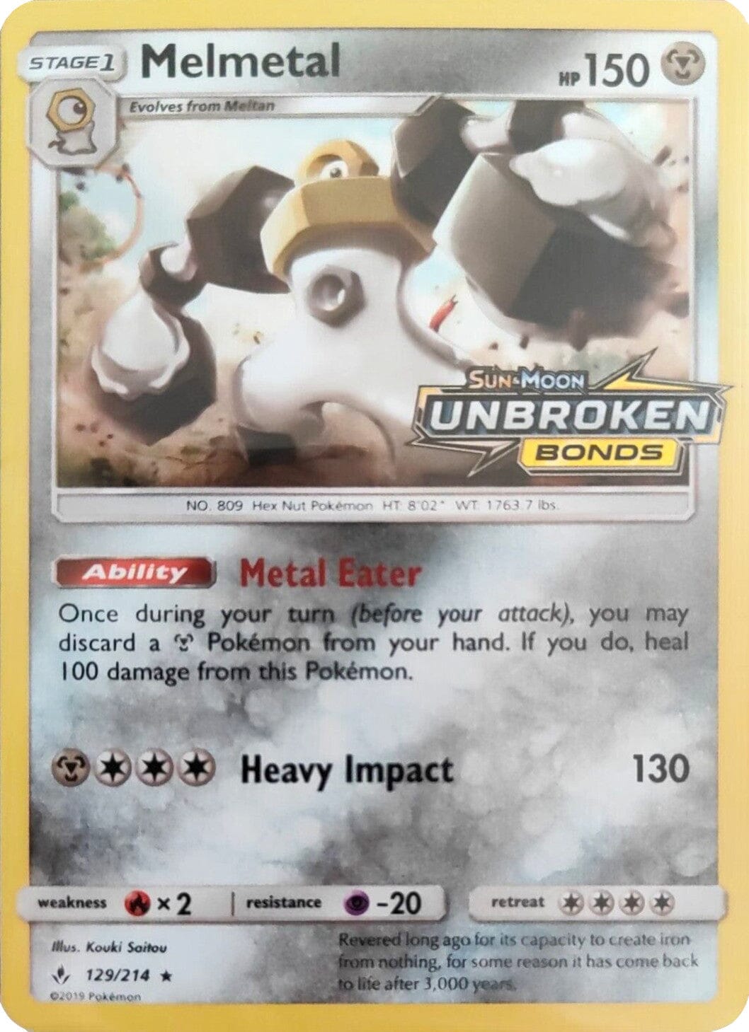 Melmetal (129/214) (Unbroken Bonds Stamped) [Sun & Moon: Unbroken Bonds] Pokemon Single Pokémon  | Multizone: Comics And Games