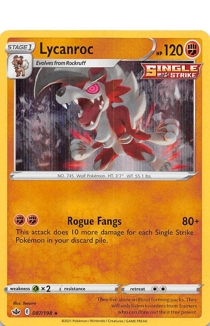 Lycanroc (087/198) [Sword & Shield: Chilling Reign] Pokemon Single Pokémon  | Multizone: Comics And Games