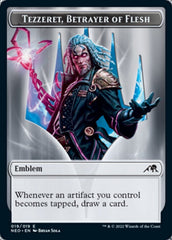 Spirit (002) // Tezzeret, Betrayer of Flesh Emblem Double-sided Token [Kamigawa: Neon Dynasty Tokens] MTG Single Magic: The Gathering  | Multizone: Comics And Games