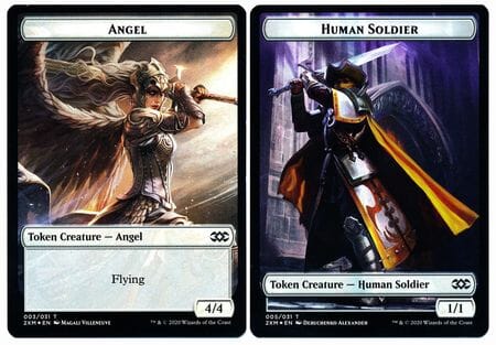 Angel // Human Soldier Double-sided Token [Double Masters Tokens] MTG Single Magic: The Gathering  | Multizone: Comics And Games