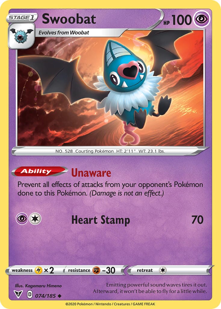 Swoobat (074/185) [Sword & Shield: Vivid Voltage] Pokemon Single Pokémon  | Multizone: Comics And Games