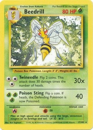Beedrill (17/102) [Base Set Unlimited] Pokemon Single Pokémon  | Multizone: Comics And Games
