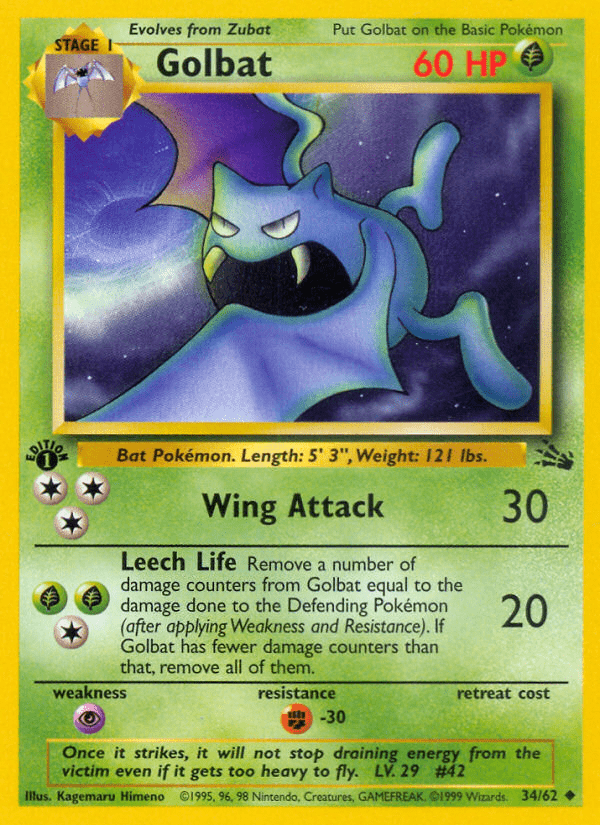 Golbat (34/62) [Fossil 1st Edition] Pokemon Single Pokémon  | Multizone: Comics And Games