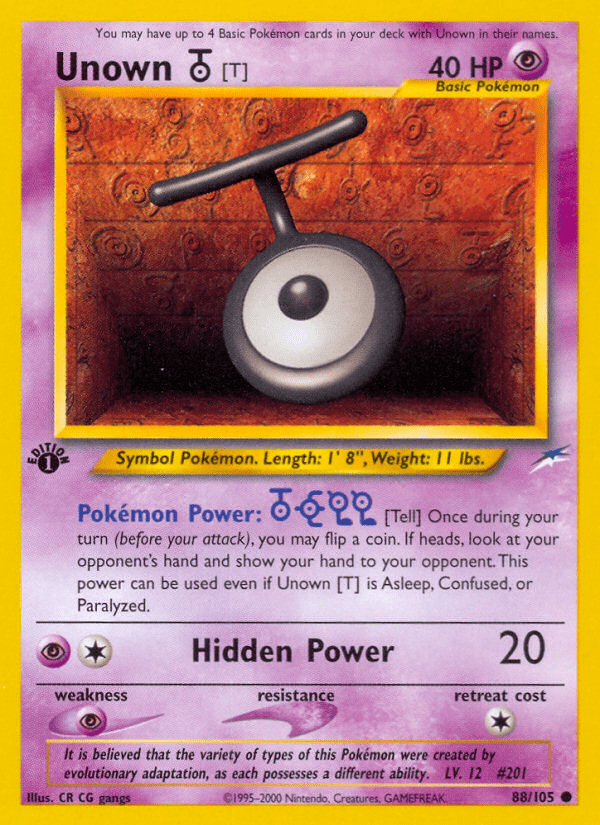 Unown [T] (88/105) [Neo Destiny 1st Edition] Pokemon Single Pokémon  | Multizone: Comics And Games