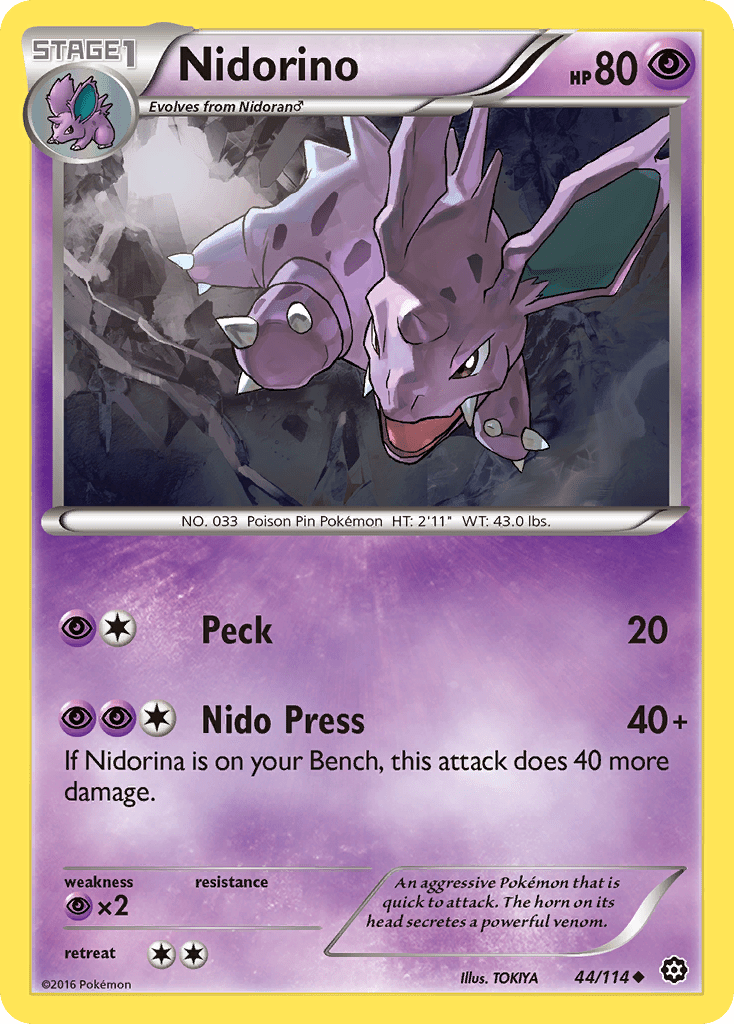 Nidorino (44/114) [XY: Steam Siege] Pokemon Single Pokémon  | Multizone: Comics And Games