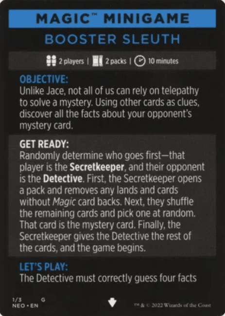 Booster Sleuth (Magic Minigame) [Kamigawa: Neon Dynasty Minigame] MTG Single Magic: The Gathering  | Multizone: Comics And Games
