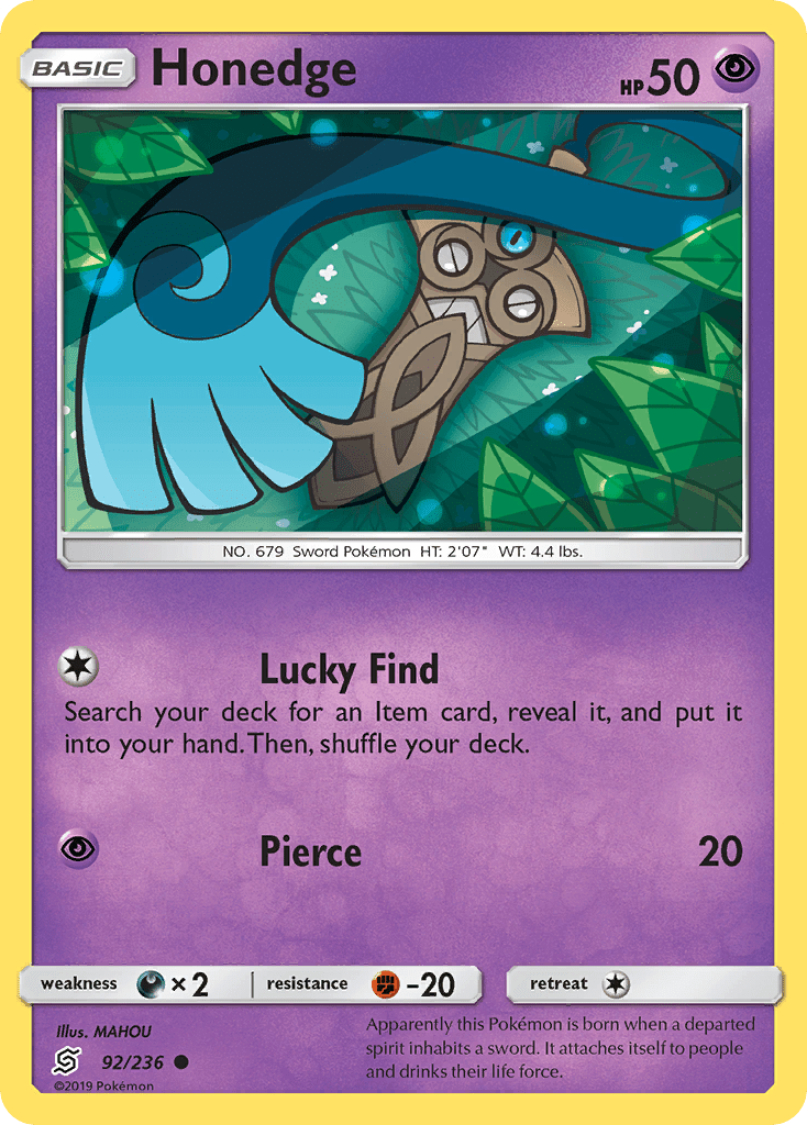 Honedge (92/236) [Sun & Moon: Unified Minds] Pokemon Single Pokémon  | Multizone: Comics And Games